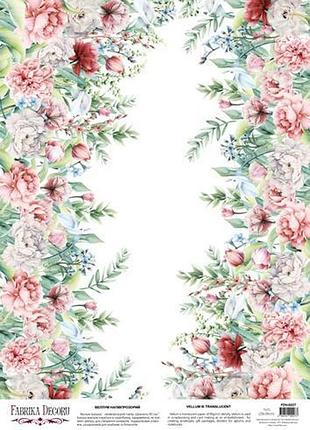 Деко веллум (лист кальки с рисунком) peony garden white, а3 (29,7см х 42см)