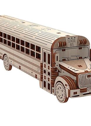 Школьный автобус конструктор механический деревянный 3d 107 дет.