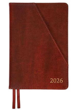 Деловой ежедневник датированный 2026 leo planner whisky а5 368 стр. твердый темно-коричнев