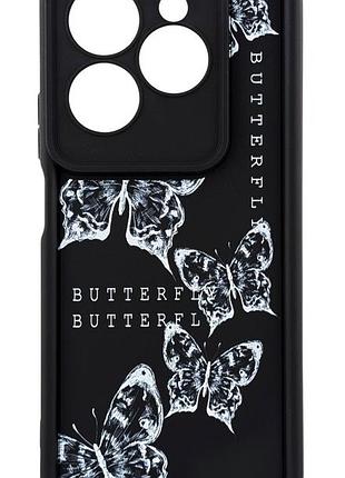 Чехол shock case print для tecno spark go 2024 (bg6) бампер силиконовый черный рисунок бабочки