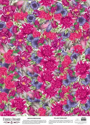 Деко веллум (лист кальки с рисунком) flower mood, a3 (29,7см х 42см)