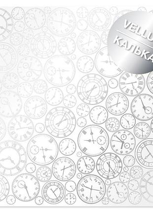 Лист кальки (веллум) с серебряным узором silver clocks, 29.7cm x 30.5cm