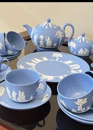 Чайний сервіз wedgwood jasperware (made in england) | колекційний набір 17 предметів