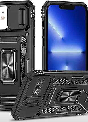 Ударопрочный чехол camshield army ring для apple iphone 11 (6.1") черный / black