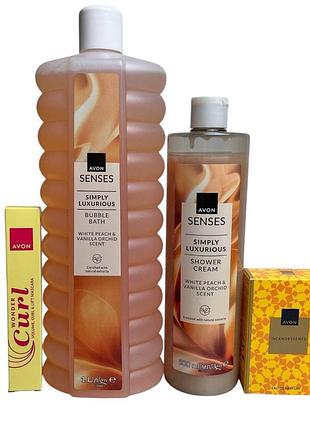 Женский набор avon far away 4в1: парфюм 30 мл + тушь 10 мл + гель для душа 500 мл + пена для ванны 500 мл подарочный
