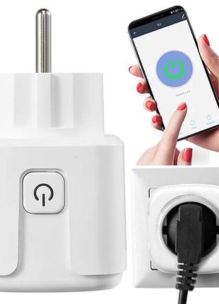 Розумна wifi розетка 20а з лічильником електроенергії, tuya smart 4400вт, біла