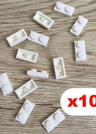 Плоские кубики 1х2 пина (белый) 10 шт