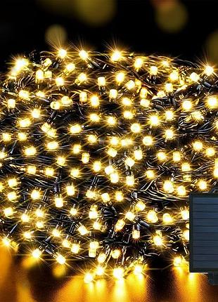 Гірлянда на сонячній батареї, 50м, 500led, теплий білий