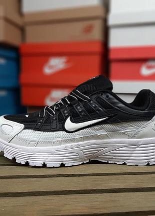 Женские кроссовки nike p-6000 black white найк черного с белым цветами