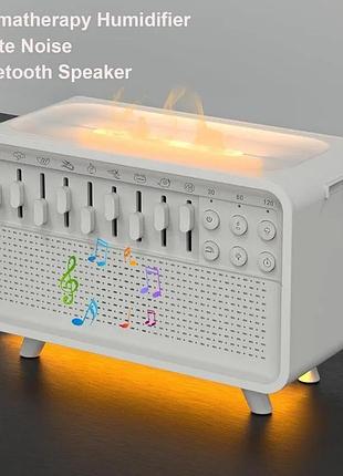 Ультразвуковий зволожувач з ефектом полум’я, звуковими ефектами природи та bluetooth, аромадифузор "my20" білий