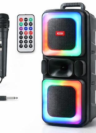 Портативна колонка 20вт + мікрофон з пультом, bluetooth, fm, xo f55