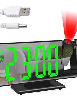 Дзеркальний led годинник з проекцією часу, ds-3618lp, чорний