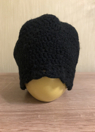 Черная ажурная 100% шерстяная шапочка, ручная работа, новая
