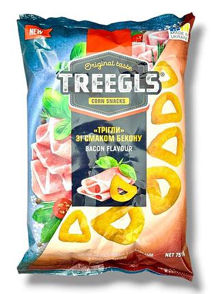 Кукурудзяні снеки treegls mix «бекон» 70 г, хрусткі фігурні кільця триглі мікс