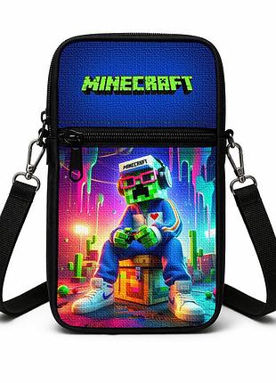 Сумка-чехол для телефона minecraft детская через плечо, водонепроницаемая мини-сумка (4786)