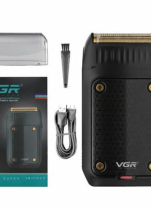 Електробритва портативна vgr v-353 з usb, чорна/професійна чоловіча машинка для гоління