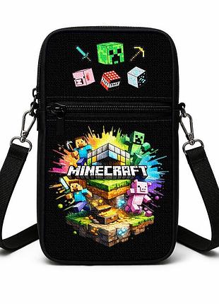 Сумка-чехол для телефона minecraft детская через плечо, водонепроницаемая мини-сумка (4762)