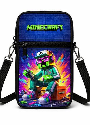 Сумка-чехол для телефона minecraft детская через плечо, водонепроницаемая мини-сумка (4785)