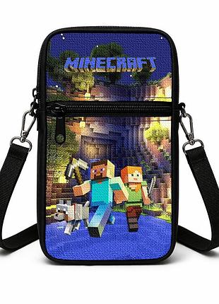 Сумка-чехол для телефона minecraft детская через плечо, водонепроницаемая мини-сумка (4743)