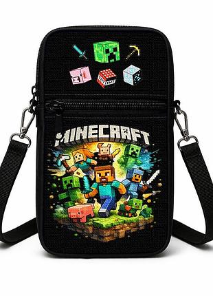 Сумка-чехол для телефона minecraft детская через плечо, водонепроницаемая мини-сумка (4761)