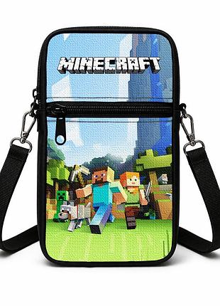 Сумка-чехол для телефона minecraft детская через плечо, водонепроницаемая мини-сумка (4745)