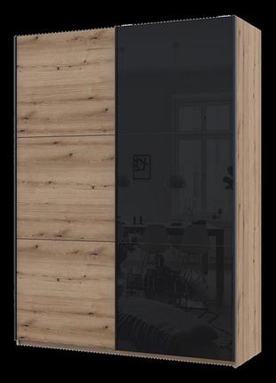 Шкаф купе doros g-caiser дуб эвок 1 дсп / 1 стекло / 3 части 180х60х240 (80737750)