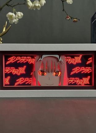 Багатошаровий нічник лампа аніме світильник код 002 zero two зеро ту darling in the franxx нуль два милий у франксі rgb