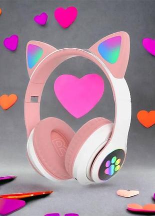 Дитячі навушники кішечки cat, cat ear навушники з bluetooth і підсвічуванням бездротові le-71