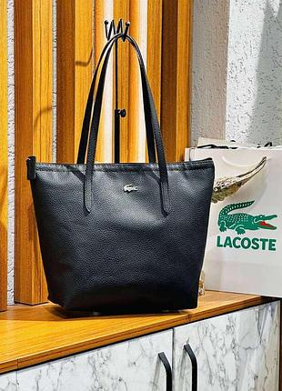 Сумка велика чорна жіноча lacoste шопер лакоста