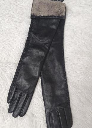 Довгі жіночі рукавички з натуральної шкіри2 фото
