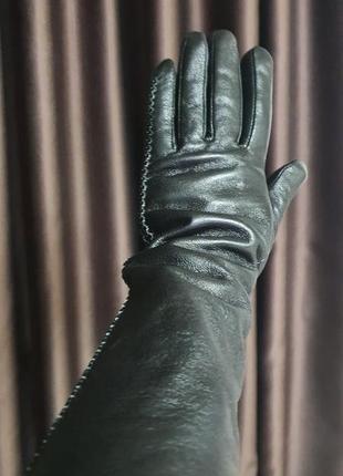 Довгі жіночі рукавички з натуральної шкіри6 фото