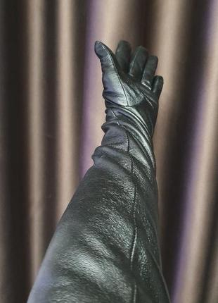 Довгі жіночі рукавички з натуральної шкіри8 фото
