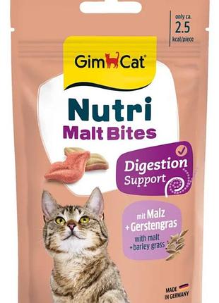 Лакомства gimcat nutri malt bites для выведения шерсти у кошек, 40 г