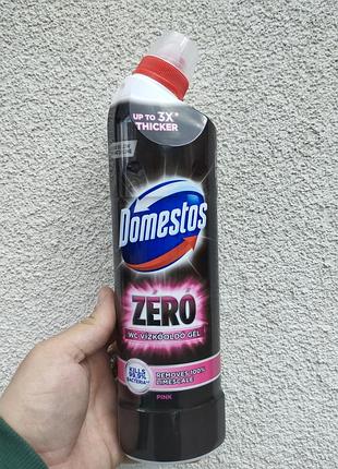 Гель для унітазу domestos zero pink 750 мл – від нальоту, іржі та бактерій, густий засіб
