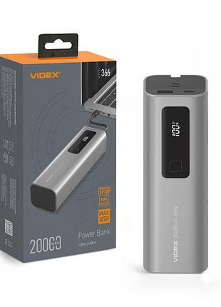 Повербанк videx vpb-366 20000mah 165w pd100w з дисплеєм для зарядки гаджетів