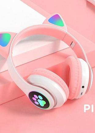 Бездротові навушники рожеві led з котячими вушками cat stn-28. shop