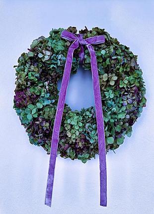 Венок из гортензий (натуральные, сушеные цветы) d=25 cm