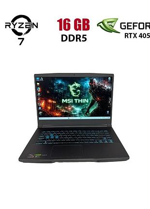 Ігровий ноутбук б-клас msi thin a15 b7ve / 15.6" (1920x1080) ips / amd ryzen 7 7735hs (8 (16) ядер по 3.2 - 4.75 ghz) / 16 gb ddr5