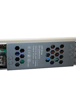 Led драйвер компактный 60 вт 24 в (серия стандарт ip20), гарантия 2 года