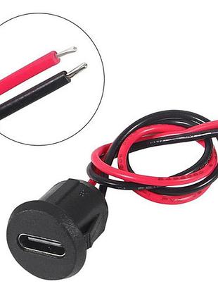 Разъем гнездо питания type-c, 5шт, с проводом 2pin 24awg 10см