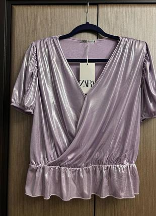 Нова сяюча блуза zara з ефектом металік