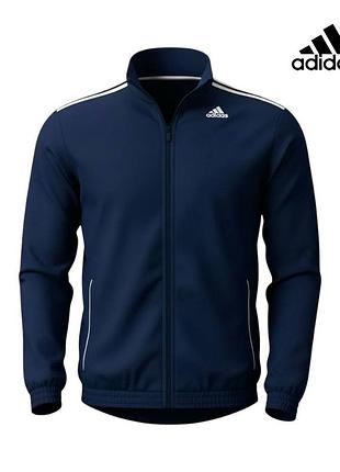 Оригінальна чоловіча олімпійка adidas розмір s синя з лампасами кофта зіп худі чоловіче адидас спортивна кофта на блискавці nike puma reebok світшот
