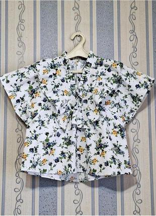 Хлопковая блуза zara с рюшами