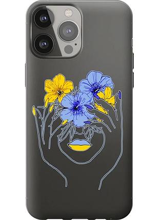 Чохол силіконовий патріотичний на телефон iphone 13 pro max дівчина v4 "5276u-2371-58250"