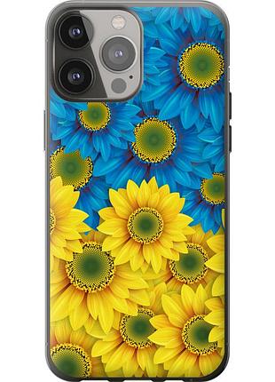 Чохол силіконовий патріотичний на телефон iphone 13 pro max жовто-блакитні квіти "1048u-2371-58250"