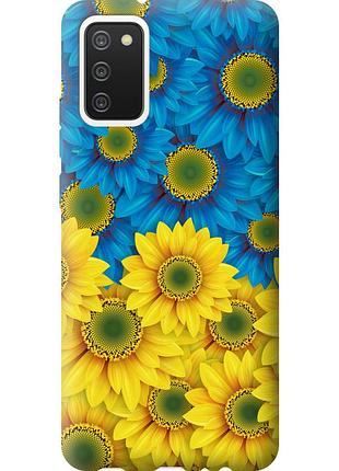 Чехол силиконовый патриотический на телефон samsung galaxy a02s a025f жёлто-голубые цветы "1048u-2203-58250"