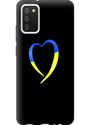 Чехол силиконовый патриотический на телефон samsung galaxy a02s a025f жёлто-голубое сердце "885u-2203-58250"