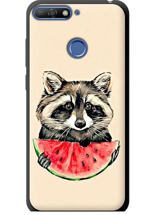 Чехол tpu на телефон huawei y6 prime 2018 енотик с арбузом "4605b-1441-58250"