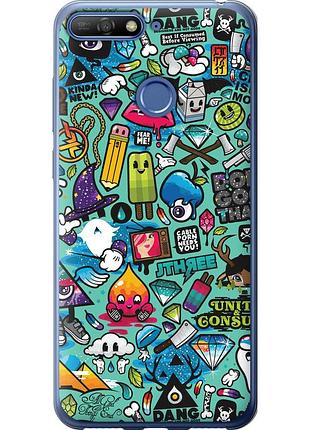 Чехол 2d пластиковый на телефон huawei honor 7a pro стикер бомбинг 1 "693t-1440-58250"