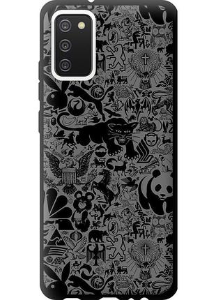 Чехол tpu на телефон samsung galaxy a02s a025f чёрно-серый стикер бомбинг "2432b-2203-58250"